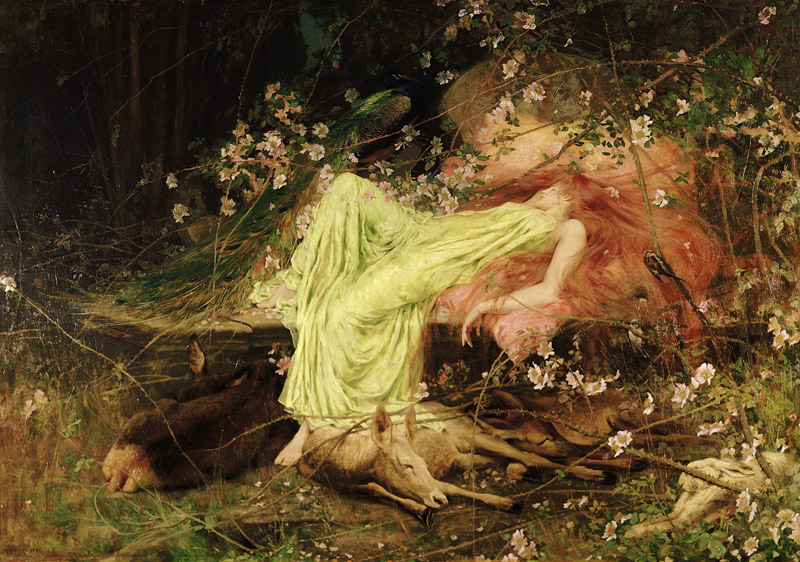 Ein Märchen: "Alles schien zu schlafen, der schüchterne Hase in Form" - Scott, um 1895 von Arthur Wardle