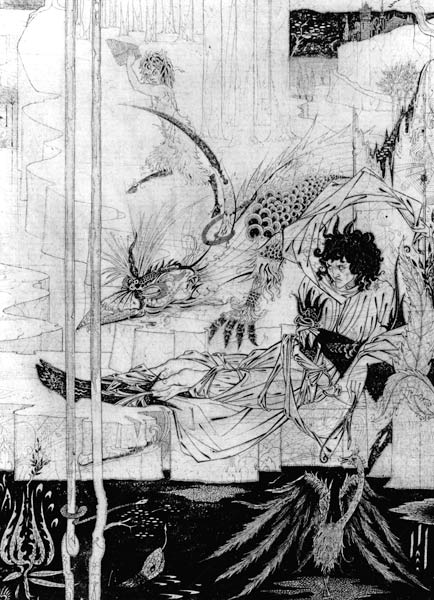 Illustration für das Buch "Le Morte Darthur" von Sir Thomas Malory von Aubrey Vincent Beardsley