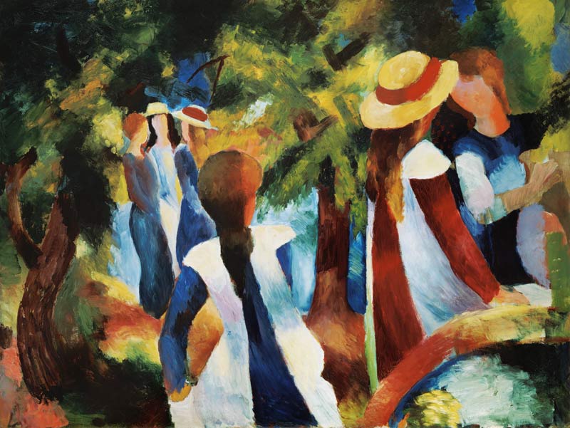 Mädchen unter Bäumen von August Macke