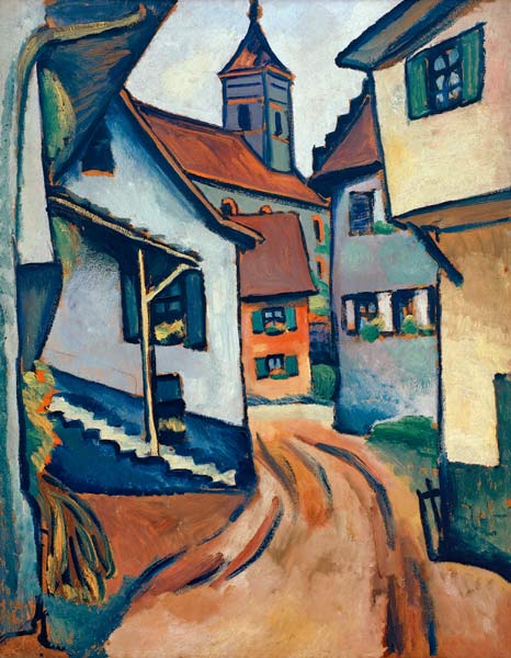 Straße mit Kirche in Kandern von August Macke