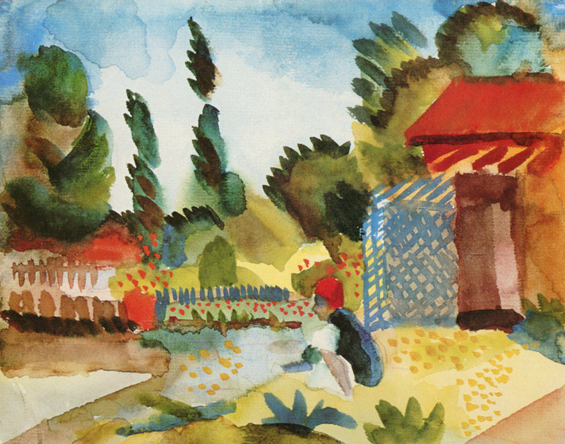 Tunislandschaft mit sitzendem Araber von August Macke