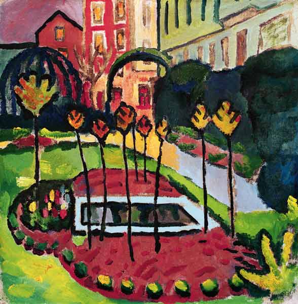 Garten mit Bassin von August Macke