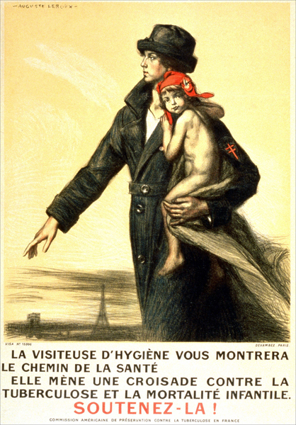 The hygiene visitor will show you the path to health, she will fight tuberculosis and infant mortali von Auguste Leroux