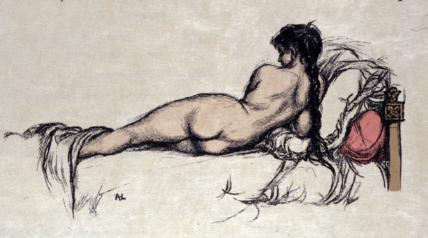 Naked woman in bed von Auguste Leroux