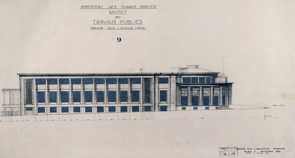 Project for the Musee des Travaux Publiques, Facade, Avenue dIena, Paris von Auguste Perret