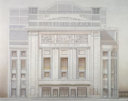 Theatre des Champs-Elysees: facade - project by Perret, 1913