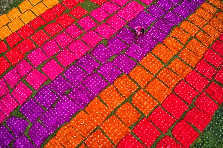 Drying colorful cloth