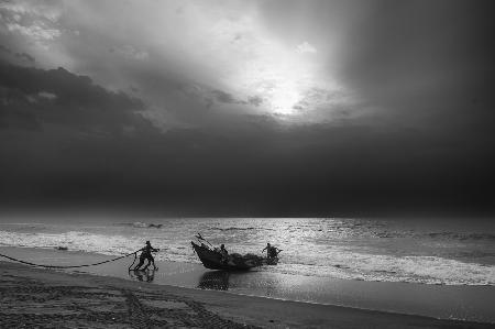 Dawn at Mahabalipuram Coast