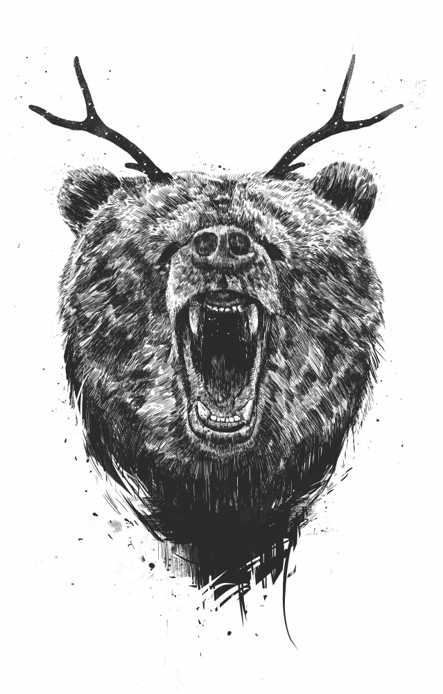 Angry bear with antlers von Balazs Solti