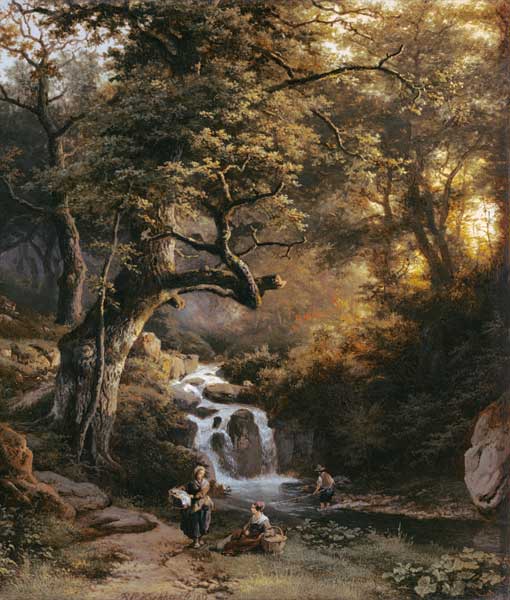 The Wooded Stream (fishing) von Barend Cornelisz. Koekkoek