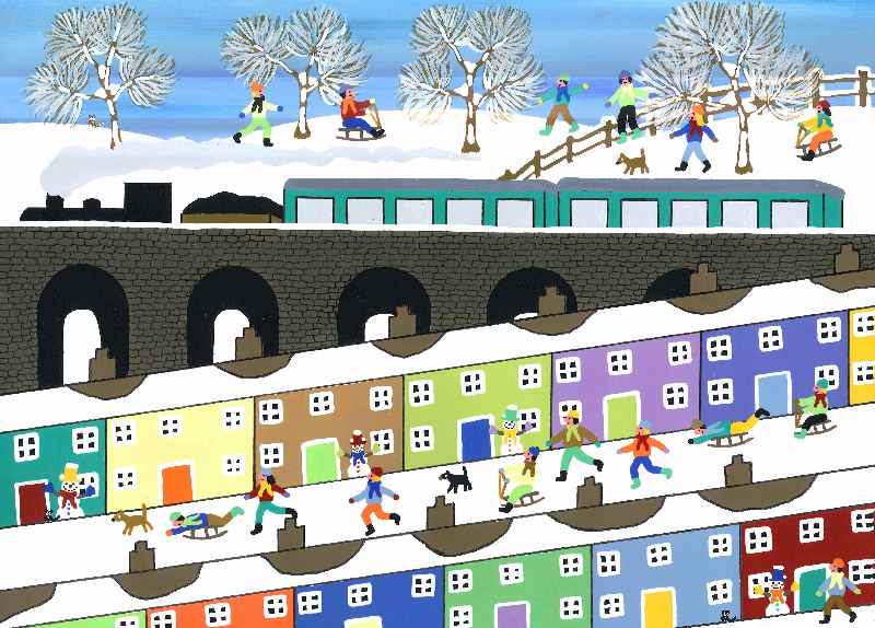 Sledding down the hill von Gordon Barker