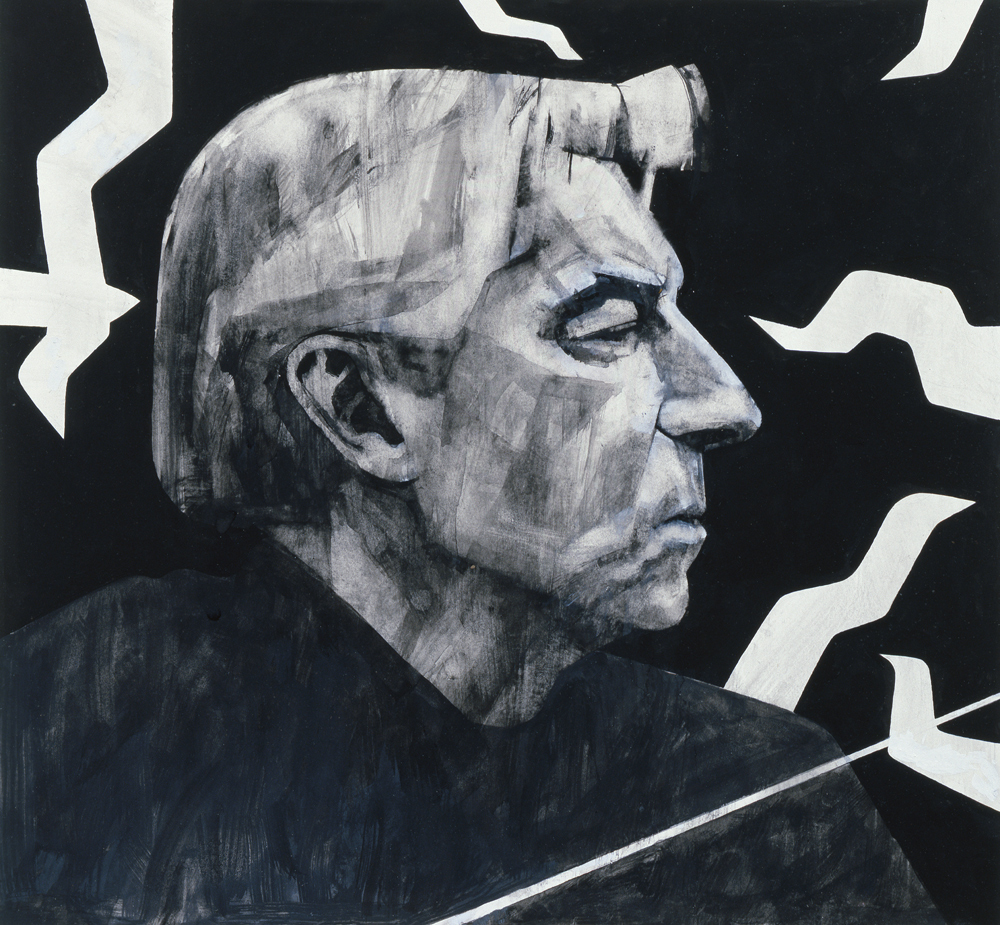 Portrait of Herbert von Karajan, illustration for The Sunday Times von Barry  Fantoni