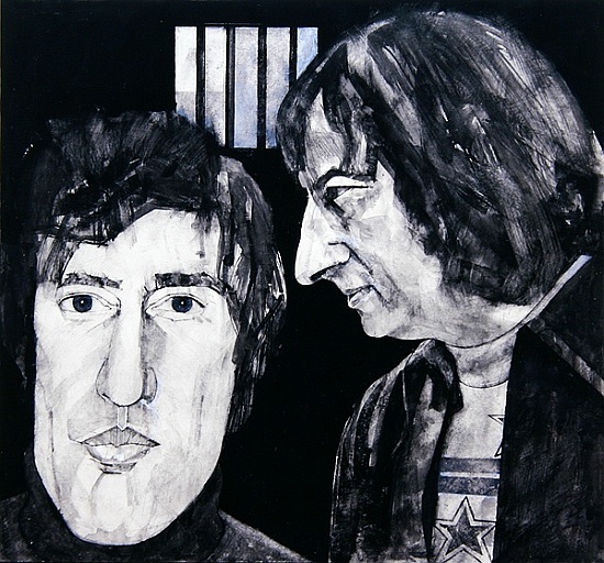 Portrait of Tom Stoppard and Andre Previn, illustration for The Sunday Times, 1970s von Barry  Fantoni