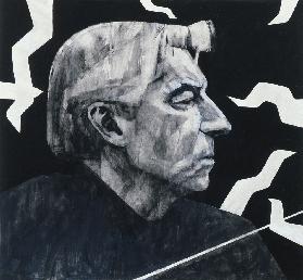 Portrait of Herbert von Karajan, illustration for The Sunday Times