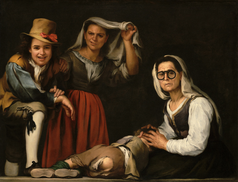 Vier Figuren auf der Treppe von Bartolomé Esteban Perez Murillo