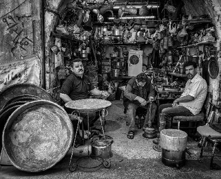 The traditional coppersmith profession in the city of Mosul