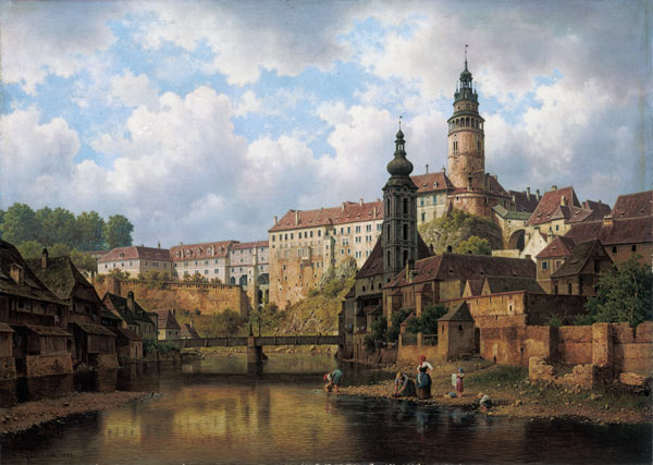 Am Moldau-Ufer in Böhmisch-Krummau. von Bedrich Havranek