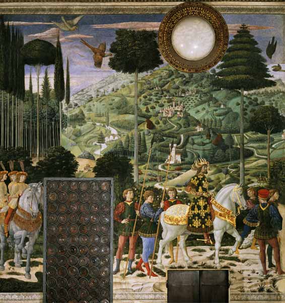 The Journey of the Magi to Bethlehem, the back wall of the chapel von Benozzo Gozzoli