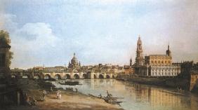 Dresden von Neustadt aus mit Hof- und Frauenkirche