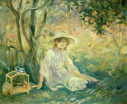 Junges Mädchen unter Orangenbäumen von Berthe Morisot