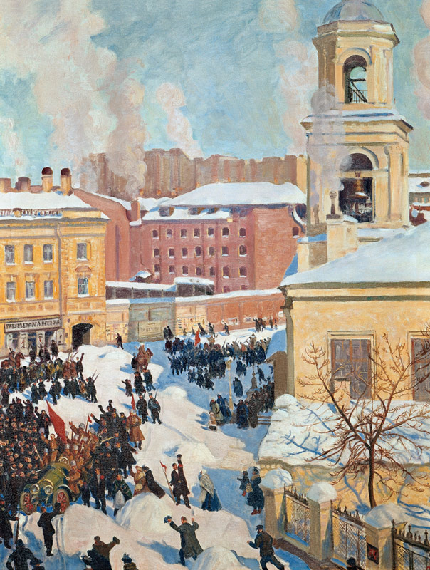 Der 27. Februar 1917 in Russland. von Boris Michailowitsch Kustodiev