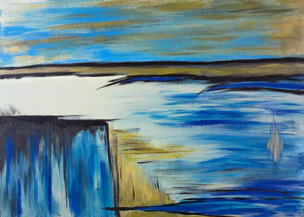 Landschaft blau-gold von Elfriede Breitwieser