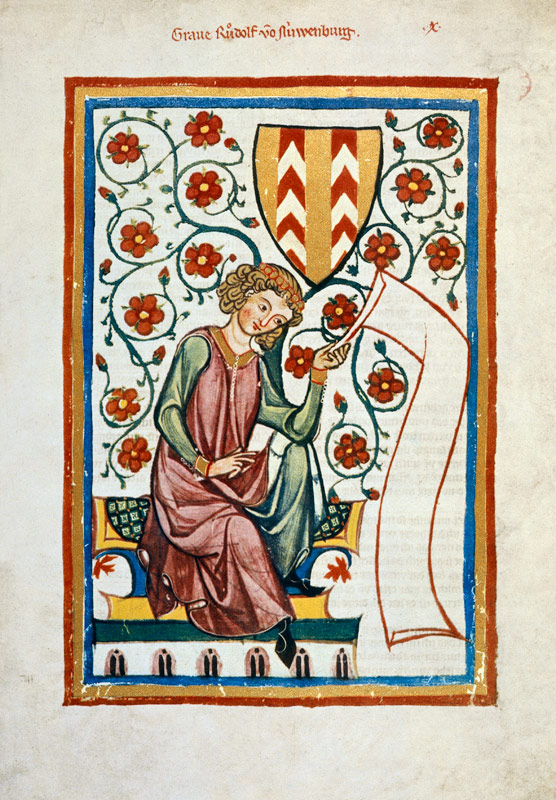 Graf Rudolf II. von Neuenburg mit Schriftband von Buchmalerei