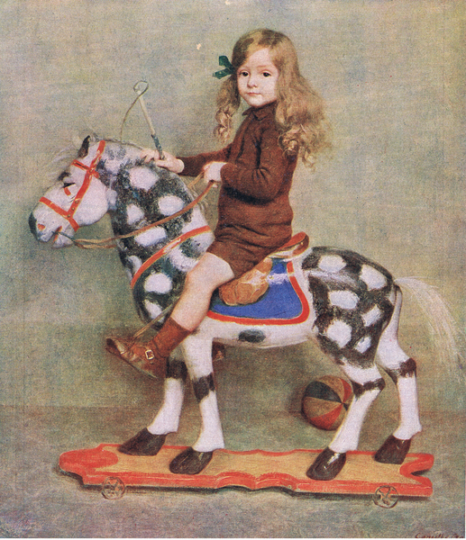The girl with the wooden horse, illustration from My Magazine, 1925 von Camille Boiry