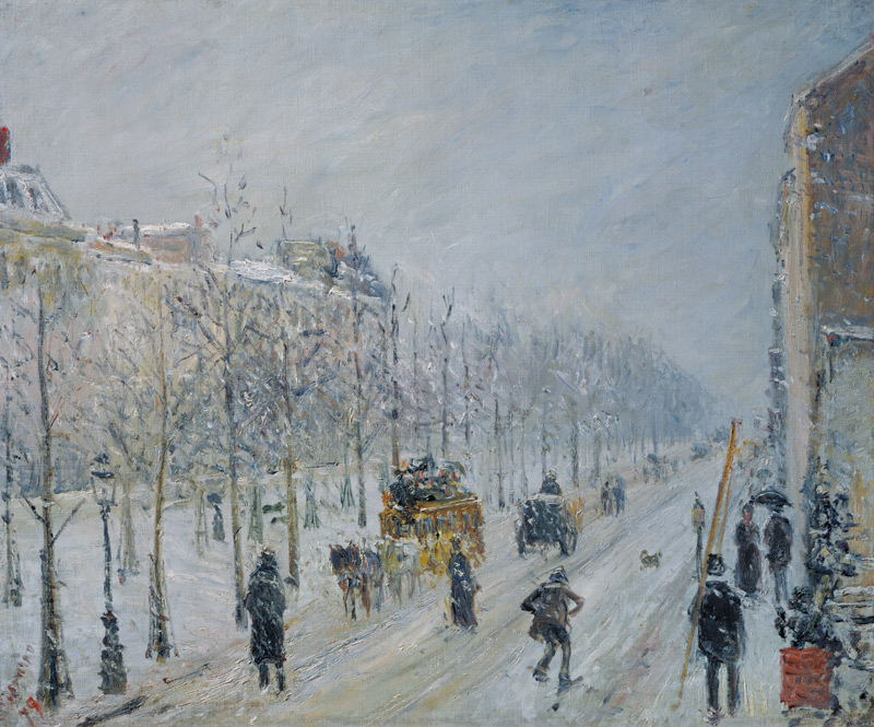 Auf dem Boulevard bei Schneefall von Camille Pissarro