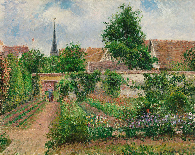 Gemüsegarten in Eragny, bedeckter Himmel, Morgen von Camille Pissarro