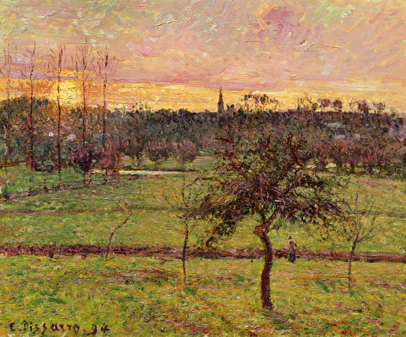 Sonnenuntergang in Eragny von Camille Pissarro
