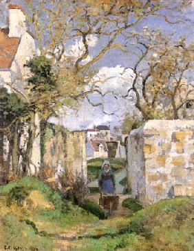 Bäuerin mit Schubkarre