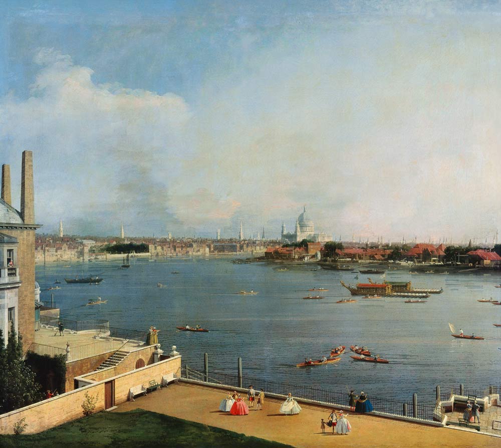 Die Themse und die Innenstadt von London von Richmond House aus von Giovanni Antonio Canal (Canaletto)
