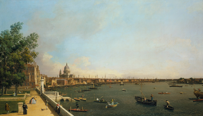 London, Themse mit der City im Hintergrund, von der Terasse des Somerset House aus gesehen von Giovanni Antonio Canal (Canaletto)