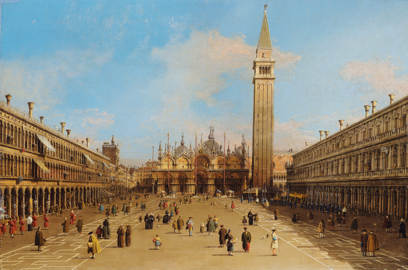 Piazza San Marco looking towards the Basilica di San Marco von Giovanni Antonio Canal (Canaletto)