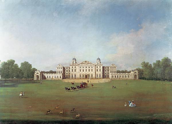 Badminton House, Gloucestershire von Giovanni Antonio Canal (Canaletto)