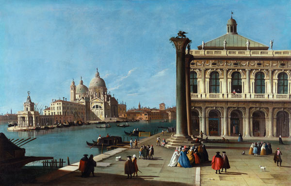 Entrance To Grand Canal, Venice, With Piazzetta And The Church Of Santa Maria Della Salute von Giovanni Antonio Canal (Canaletto)