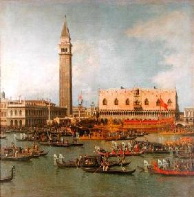 View of the Palace of St Mark, Venice, with preparations for the Doge's Wedding
