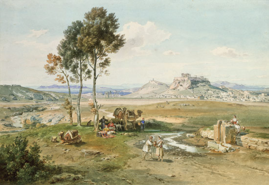 Athen mit der Akropolis. von Carl Anton Joseph Rottmann