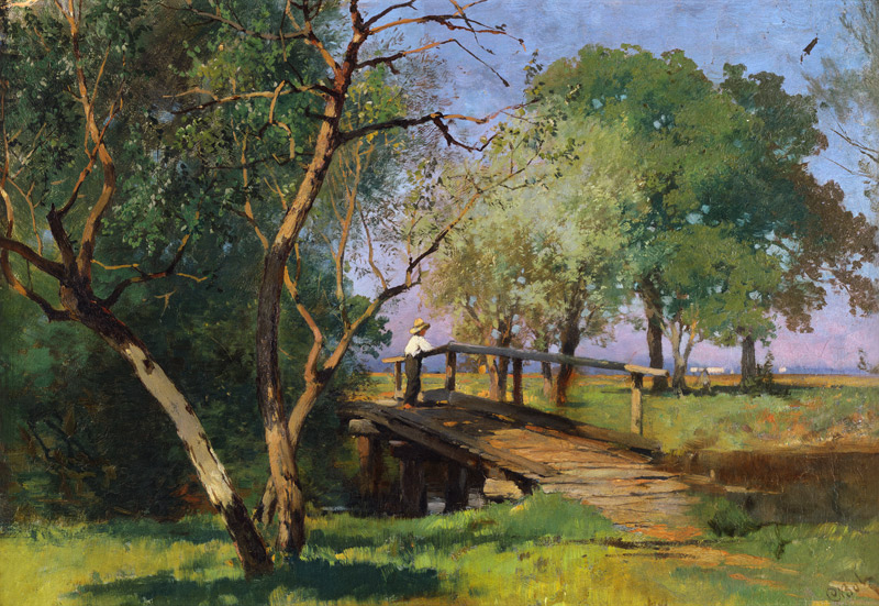 Bauernjunge auf einem Steg von Carl Bolze