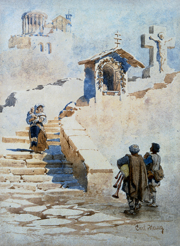 'Pifferari in Tivoli' von Carl Haag