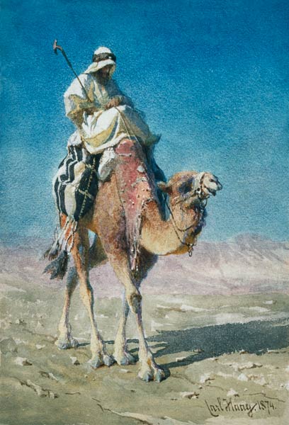 A Bedaween on a Camel's Back von Carl Haag