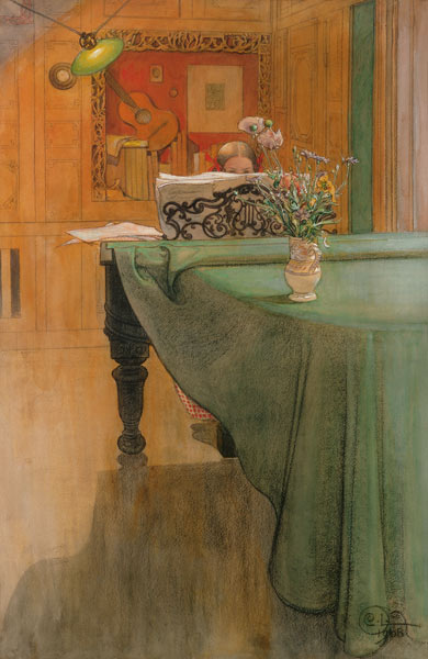 Junges Mädchen am Klavier von Carl Larsson