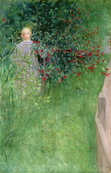 In der Hagebuttenhecke von Carl Larsson