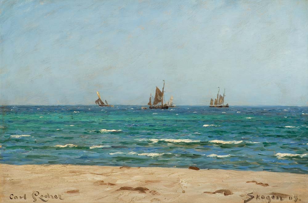 Segelboote in Skagen von Carl Locher