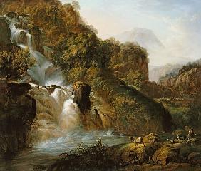 Landschaft mit Wasserfall