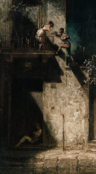 Pierrot und Columbine (Stelldichein) von Carl Spitzweg