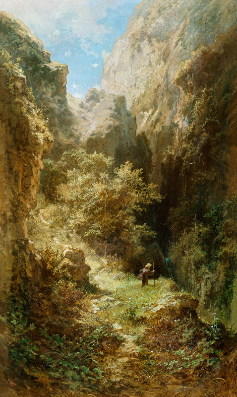 Angelnder Mönch. von Carl Spitzweg