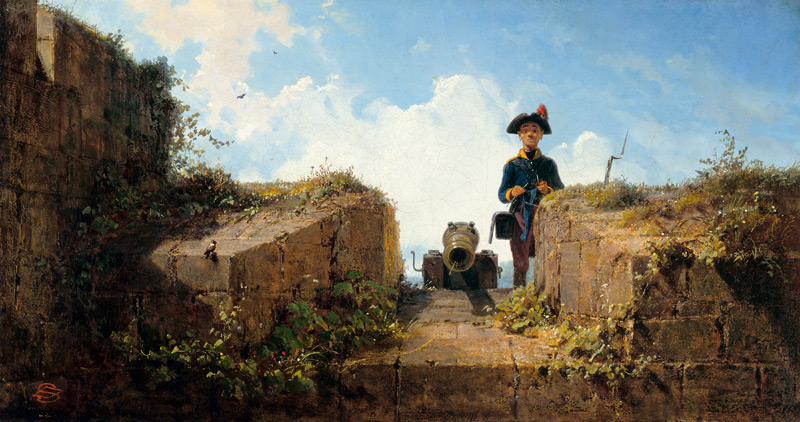 Der strickende Vorposten von Carl Spitzweg