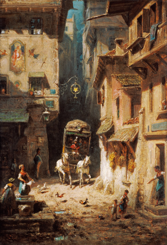 Spitzweg, The Post/ c.1880 von Carl Spitzweg